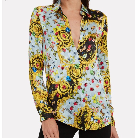 Versace Tops - VERSACE JEANS COUTURE
Butterfly Crepe Button Down Blouse RARE